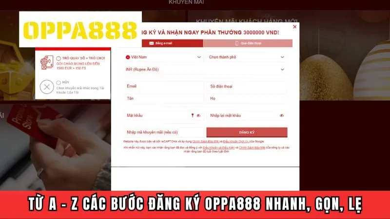 Hướng dẫn chi tiết các bước tạo tài khoản tại trang chủ OPPA88